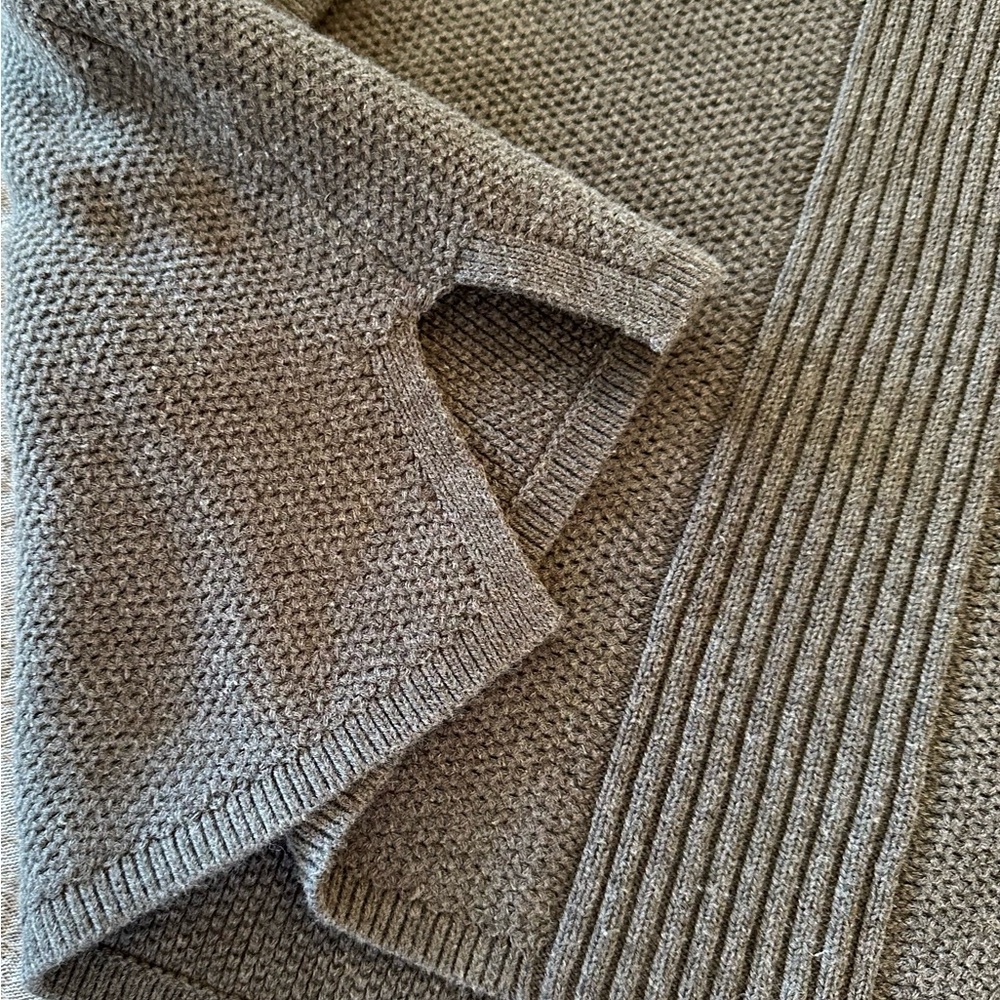 Lands’ End 1X Gray Cotton V-Neck Sweater Oversized Slouchy Preppy Coastal - Picture 5 of 7